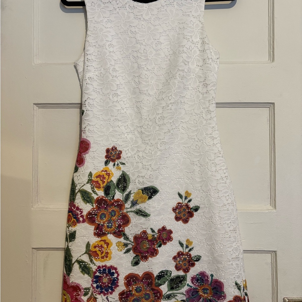 Desigual White Floral Lace Midi Dress